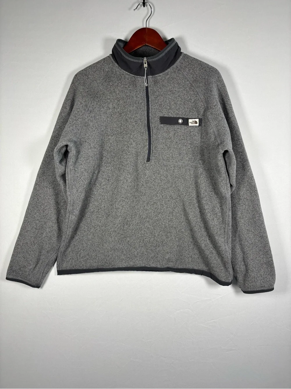 The North Face Gordon Lyons Quarter Zip Sweater Knit Fleece Pullover Gray L
